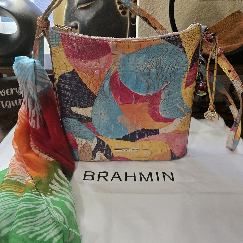 Brahmin Vibrant Patchwork Leather Shoulder/Crossb… - image 1